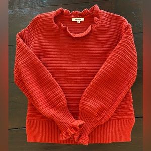 Madewell Ruffle-Neck Pullover Sweater - Size XS